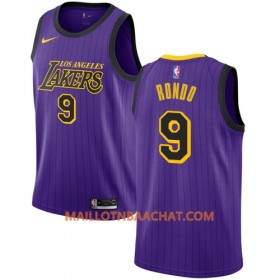 Maillot NBA Los Angeles Lakers Rajon Rondo 9 2018-19 Nike City Edition Violet Swingman - Homme
